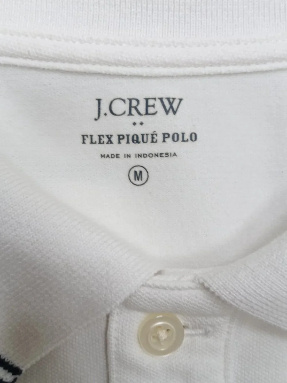 J.Crew Flex Pique Polo Shirt Medium White Tipped Collar Cotton Preppy Classic
